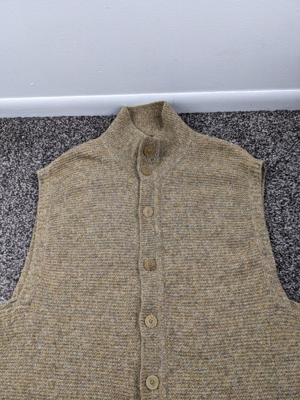 Robert Talbott Vest Sweater Ribbed Lambswool Cardigan Beige Tan Mens XL - Picture 2 of 11